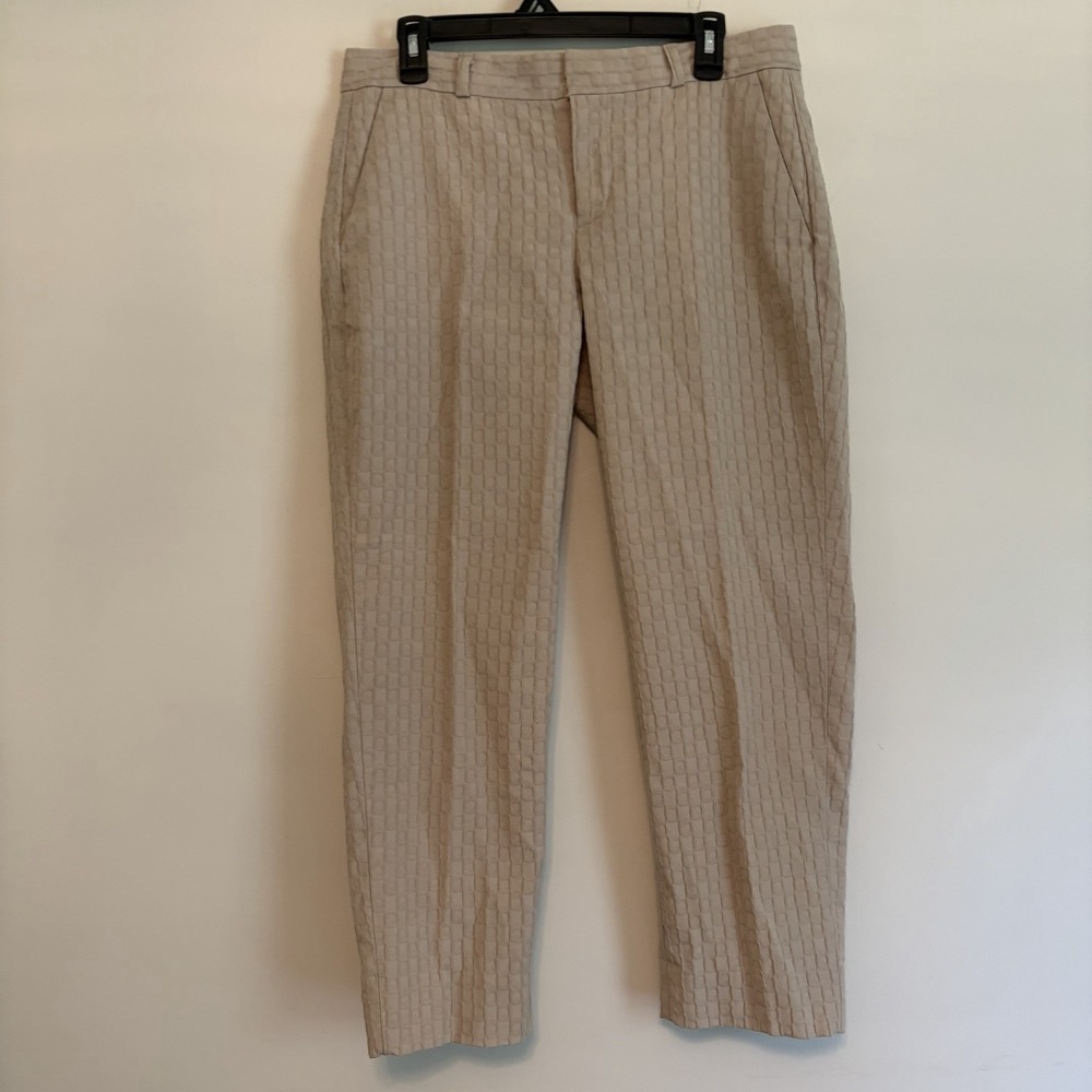 Banana Republic Avery Pants 6 Beige Ankle Tapered Textured Career Work Classic
